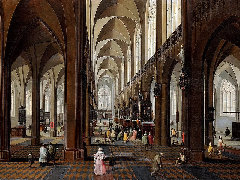 1620-Pieter Neefs the Younger - La navata della cattedrale di Anversa